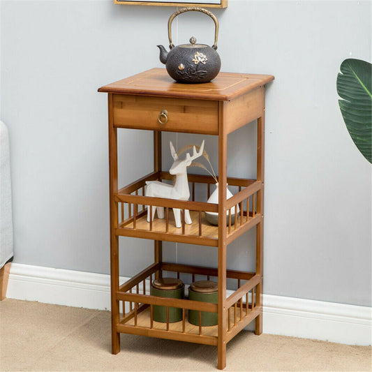 Bamboo  3-Tier Bedside, Sofa or Chairside End Table